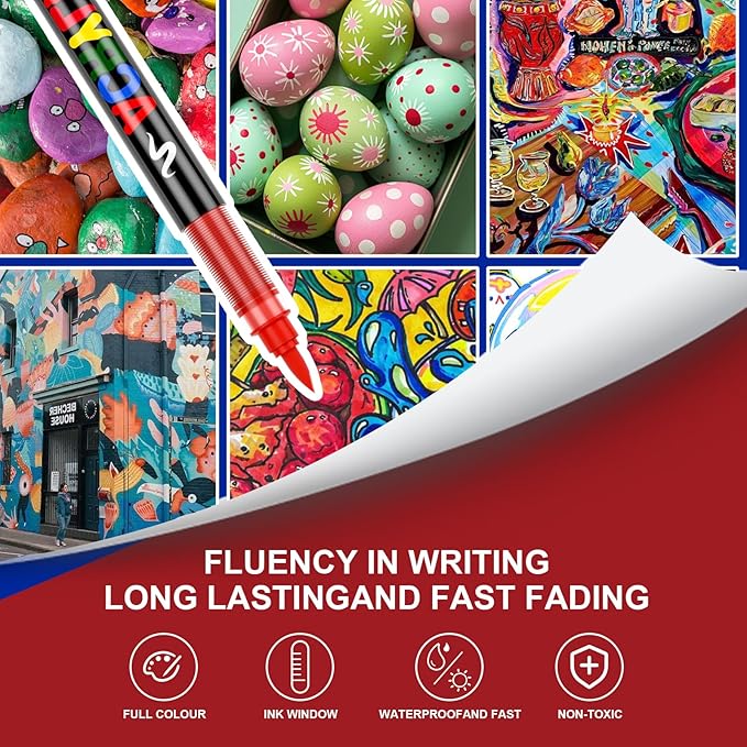 288 Colors Acrylic Paint Markers with Carrying Bag and Shoulder Strap, Soft Brush Tip Paint Pens for Wood, Stone, Canvas, Glass, Fabric, Egg, Rock Painting
