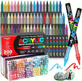 200 Colors Acrylic Paint Markers, Soft Brush Tip Acrylic Paint Pens for Stone, Wood, Glass, Rock Painting, Canvas, Ceramic, DIY Crafts Art Supplies (200)