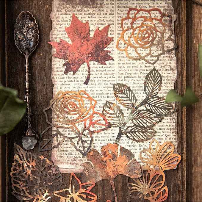 60PCS Industrial Vintage Sticker Set, Coated Paper Stickers with Rusty Gears, Keys, Frames, and Butterflies for Scrapbooking, Journaling, and DIY Crafts