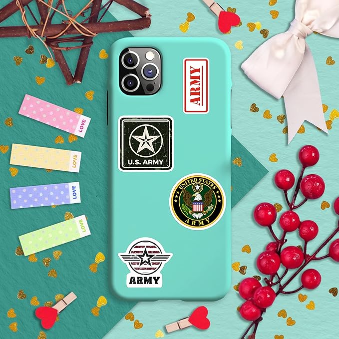 100Pcs Funny Army Stickers and Decals, Military Stickers for Laptop, Water Bottle - Army Gifts, Military Party Supplies - Gift for Women & Men