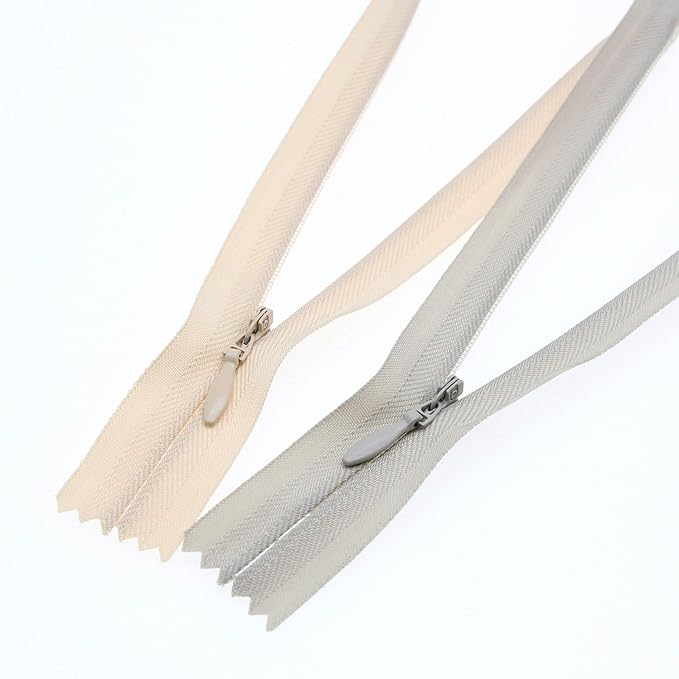 20 Inch Invisible Zippers Beige Grey Color 50.8cm Closed End Nylon Coil Hidden Zipper for Sewing Craft Dress Pillow Bag Sofa Cushion Mixed 10 PCS/Pack (Beige&Grey,20 inch) Leekayer