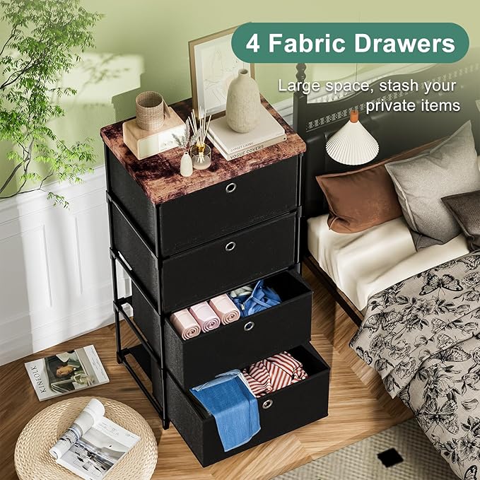 Fabric Storage Drawers Dresser and Chest of Drawers, Small Dresser with Drawers Unit, Sturdy 4 Drawers Dressers for Closet, Fabric Storage Bin Organizer, Closet Organizers and Storage