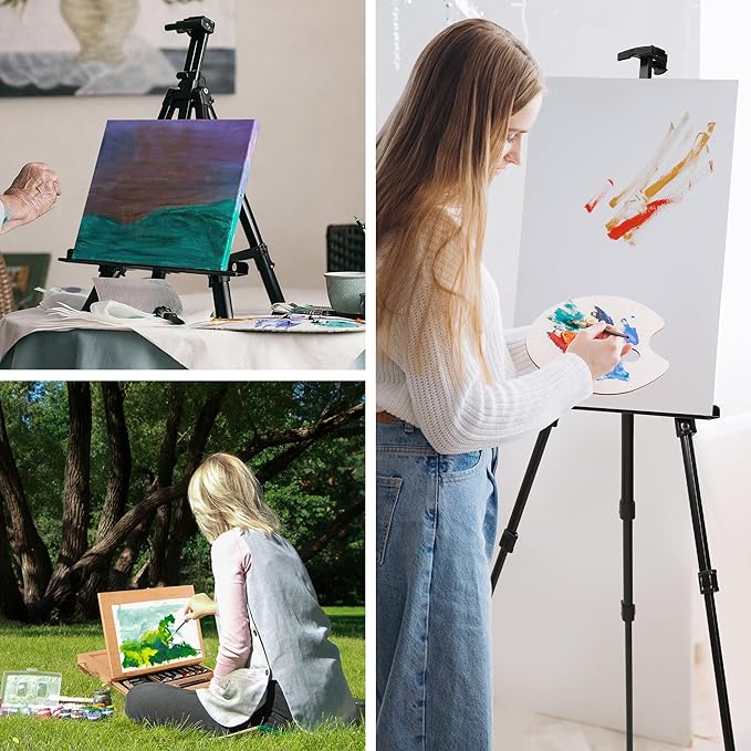 VISWIN Professional All-in-One Art Painting Kit with Aluminum & Beech Wood Easel, 96 Acrylic, Watercolor & Oil Paint Set, Canvas, Painting Set with Complete Art Supplies for Adult, Artist, Beginner