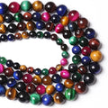 8mm 45PCS Colorful Tiger Eye Natural Stone Beads Crystal Spacer Loose Beads for Jewelry Making DIY Bracelet 1 Strand 15 inches