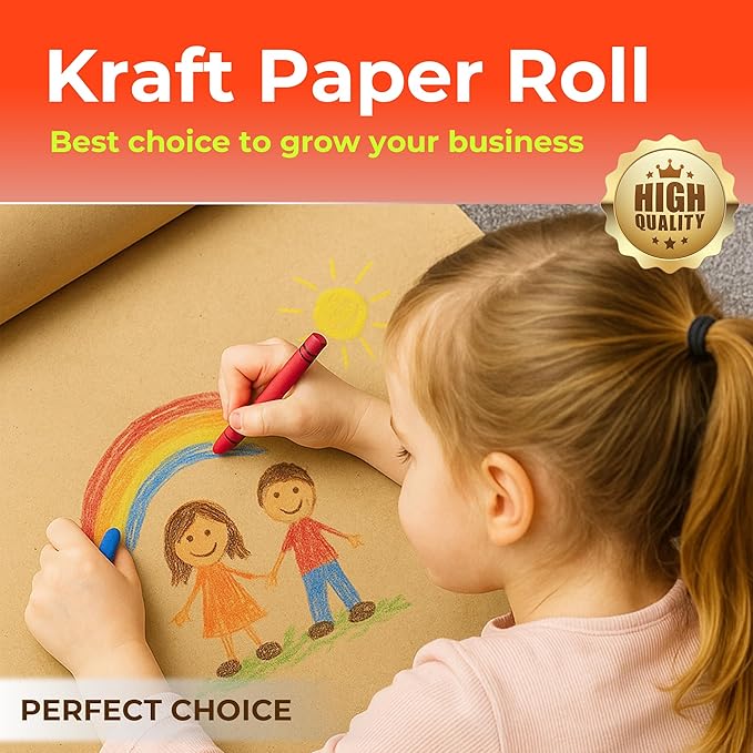 POS Paper USA 24" x 900' - Brown Kraft Paper Roll 40# Kraft Paper - (1 Roll/Case)