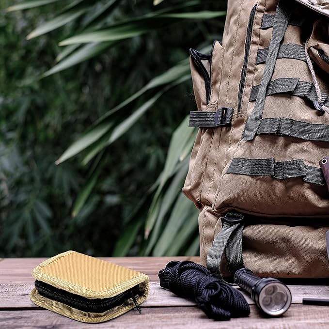 Suncalla Military Survival Sewing Kit Tactical with Buttons Durable Nylon Portable Small Sewing Kit for Men Women Complete Thread Needle Repair Tools for Travel Field Emergency(Brown,1)