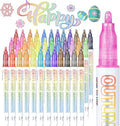Double Line Outline Markers, Squiggles Shimmer Markers Set, 36 Pack Self Outline Metallic Glitter Marker Pens for Christmas,Art, Drawing, Writing, Greeting Cards, DIY, Scrapbook, Easter Eggs