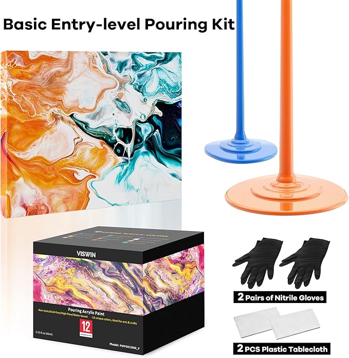 VISWIN Acrylic Paint Set with French Easel, Professional Painting Kit with Acrylic, Pouring Paints, Brushes, Canvas, Art Supplies, Art Set for Adults, Artists, Beginners