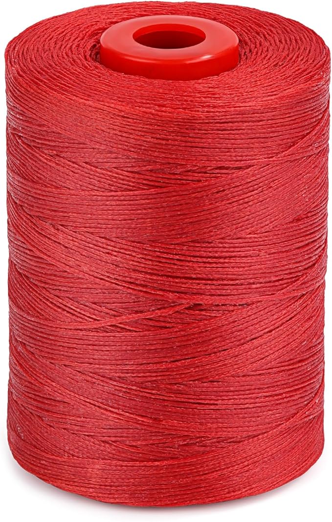 BUTUZE Waxed Linen Thread, 550Yards (500M), 1MM, Red - Waxed Linen Thread for Leather Sewing, Hand Sewing, Book Binding, Leather Craft, Shoes, Canvas, Key Bags