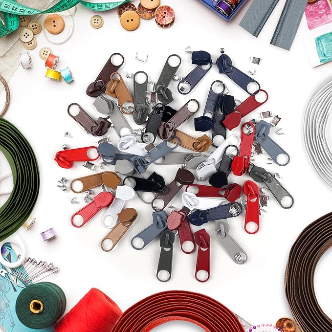 DOITEM 22.2 Yards/ 20 m 10 Pieces Assorted Colors #5 Nylon Coil Zippers, Sewing Zippers Endless Zips with 40 Pieces Zipper Sliders Zip Heads for DIY Sewing Tailor Craft Supplies