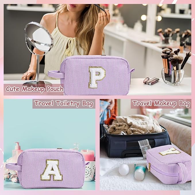 YOOLIFE Birthday Gifts for Mom, Mom Gifts from Daughter, Mother In Law Gifts, Mama Gift Idea, Personalized Gifts for Women, Initial Makeup Bag for Women C
