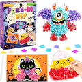 Lonfliness 8PCS Poke-in Craft and Art Kit Halloween No-Mess Fabric Sewing Art Puzzle Puncture Painting DIY Bat Pumpkin Ghost Halloween Toy Gift Creative Activity Game Birthday Party