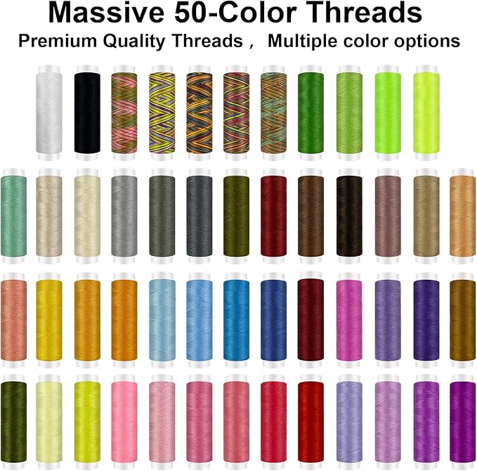 HYHJMISTY Sewing Kit for Adults, 50 Color Sewing Thread Kit, 295PCS Sewing Accessories with Ergonomic Scissors, Portable Professional Mending Essentials for Travel, Home, Beginners
