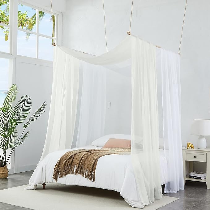 WARM HOME DESIGNS Wedding Arch Draping Fabric Bundle Has 2 216 Inch (18 Feet) Scarves in Beige & White Fabric Colors for Wedding Decoration. AD White & Beige 216”