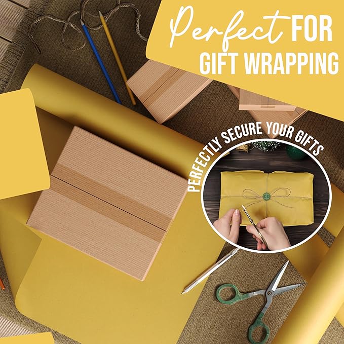 Crown Display Yellow Kraft Paper Roll - 17.75" X 1320" (110' Ft) - Colored Paper for Shipping & Crafts