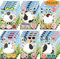 24 PCS Cows Stickers for Kids, Make-a-face Sticker Sheets Make Your Own Fram Animal Sticker for Kids Party Favor Supplies Craft