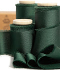 Vitalizart Green Silk Satin Ribbon 1-1/2 Inch x 15 Yard Wooden Spool Handmade Frayed Ribbons for Gift Wrapping Baby Shower Wedding Bridal Bouquets Holiday Decor