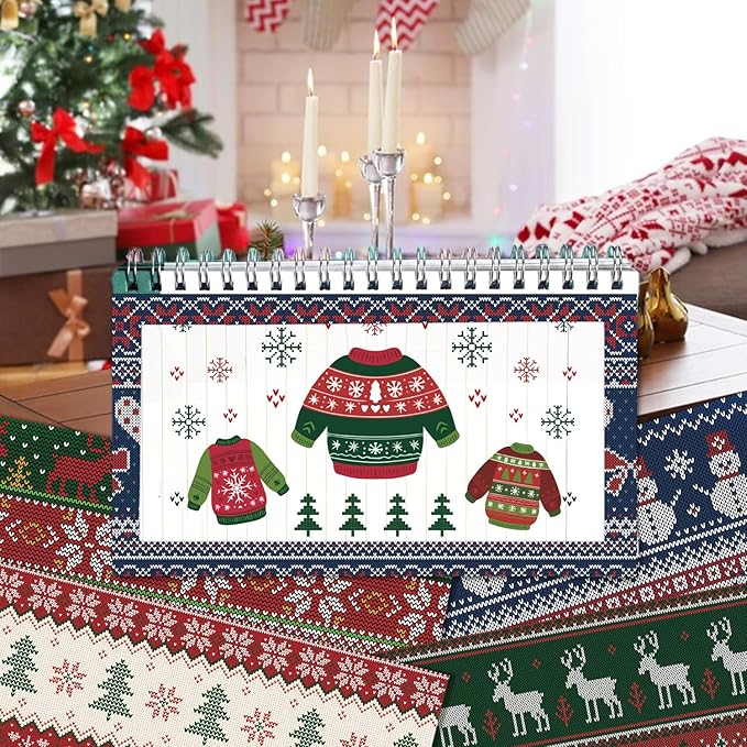24 Sheets Christmas Scrapbook Paper 12'' × 12'' Double-Sided Xmas Red Green Blue Pattern Paper Decorative Art Cardstock for Holiday DIY Crafts Card Making Scrapbook Supplies