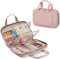 Yarwo Knitting Needles Case (up to 10.6"), Crochet Hooks Organizer with Double Handle for Circular Knitting Needles and Accessories, Dusty Rose (Bag Only)