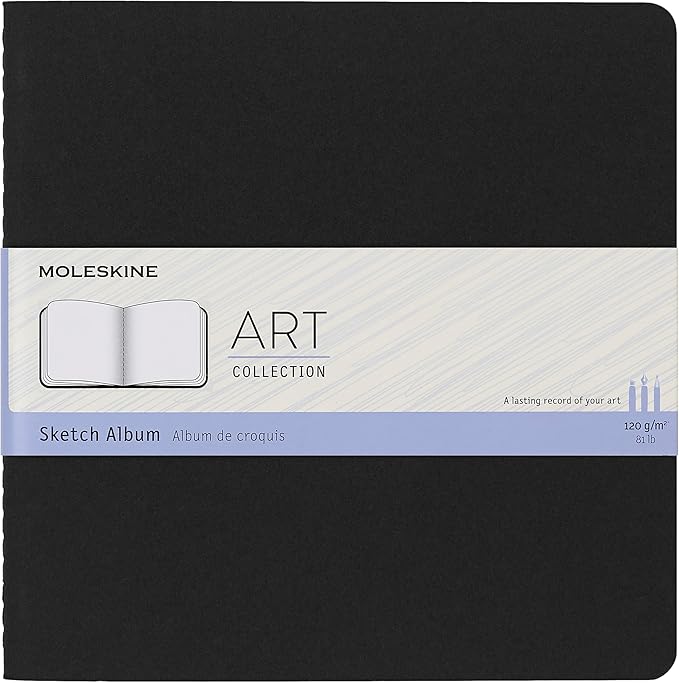 Moleskine Art Sketch Album, Soft Cover, Square (7.5" x 7.5") Plain/Blank, Black, 88 Pages