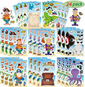 24 Sheets Pirate Stickers for Kids, Make Your Own Pirate Stickers, Make-a-face Stickers, Jolly Roger Stickers, Skull and Crossbones Stickers, Pirate Themed Party Decorations