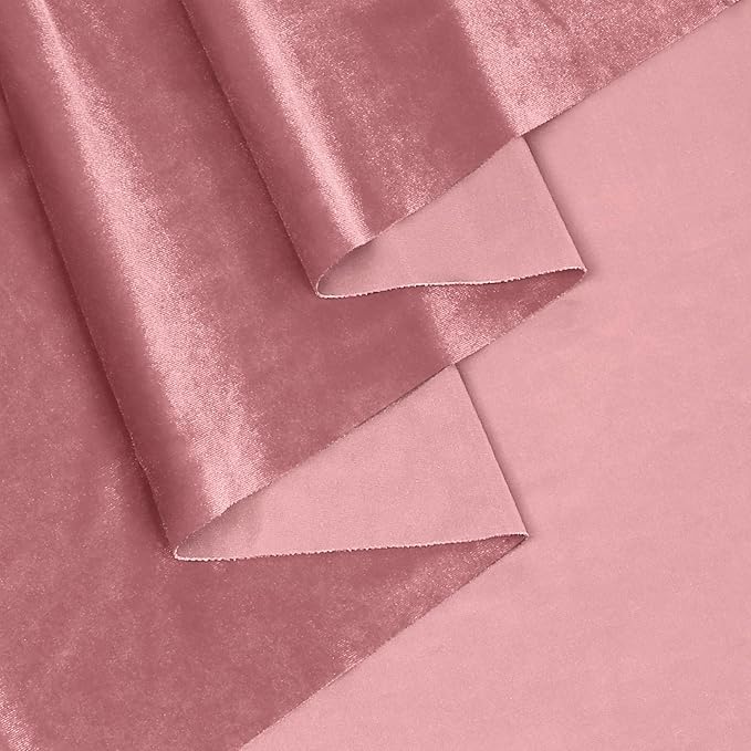 KKJIAF Dusty Rose Stretch Velvet Fabric 60 Inch Wide, 1 Yard Soft Stretchy Fabric for Sewing Clothes, Apparel, Costume, Crafts - 90% Polyester 10% Spandex