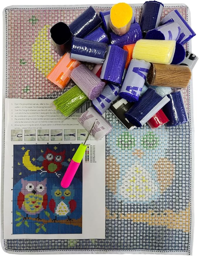 MIAOLLUN Latch Hook Kits, Tapestry DIY Crochet Yarn Kits with Preprinted Pattern for Kids Adults and Beginners 52X38cm/20.4 X15 Inch