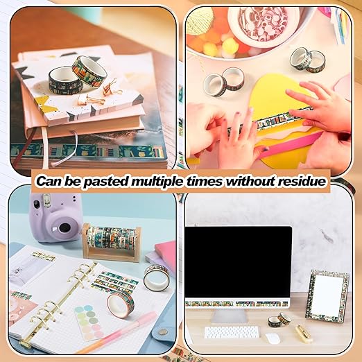 Janlaugh 24 Rolls Book Washi Tape Gifts Bulk Bookcase Vintage Tape Stickers for Journaling DIY Crafting Gift Wrapping Gifts Scrapbook Planner and DIY Decor Book Lovers Women Students Readers Teachers