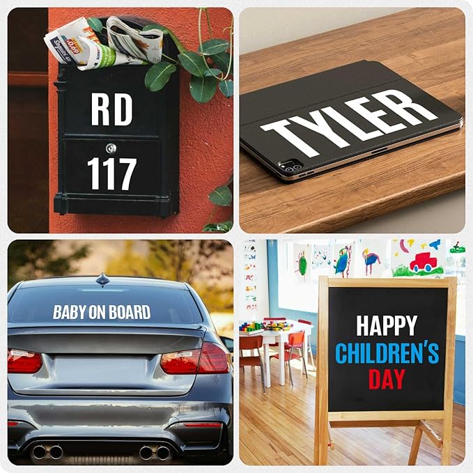 Seloom 13 Sheets Alphabet Stickers,4 Inch Large Vinyl Letter Number Stickers Self Adhesive,Waterproof Numbers Alphabet Letters Labels for DIY Crafts,Mailbox,Notebook,Door,Water Bottles,Car(White)