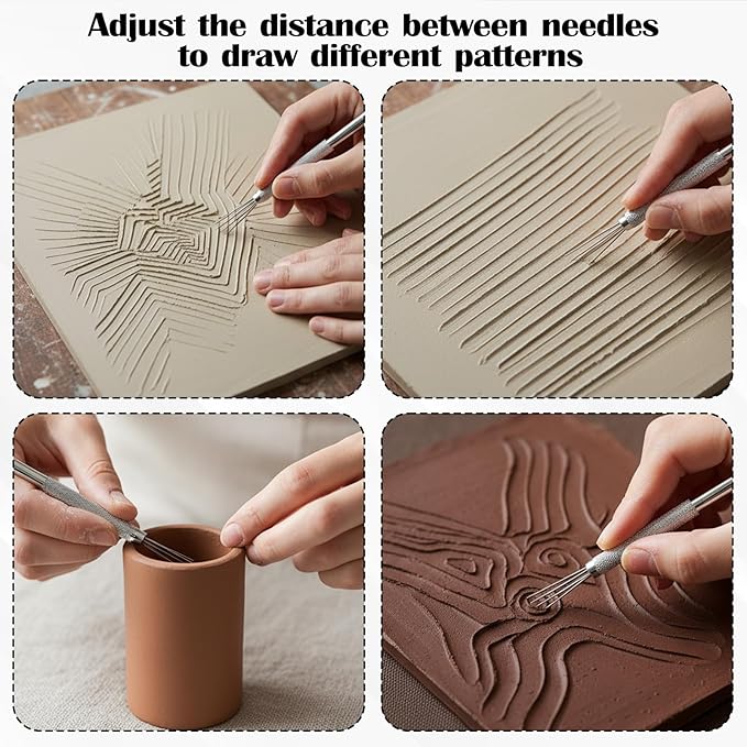 YBEATY 6 Pcs Ceramic Pottery Clay Ribbon Sculpting Tool Kit Clay Needle Carving with Wire Texture Pin Carving Knife and Needle Detail Tools for Modeling Detail Processing Model Supplies
