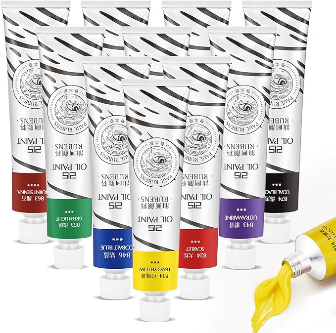 Paul Rubens Oil Paint, 10 Basic Colors*170 ml LargeTubes, Professional Oil Based Paint with High Saturation, Creamy Texture, and Consistency,Oil Paint Supplies for Artists, Students, Beginners