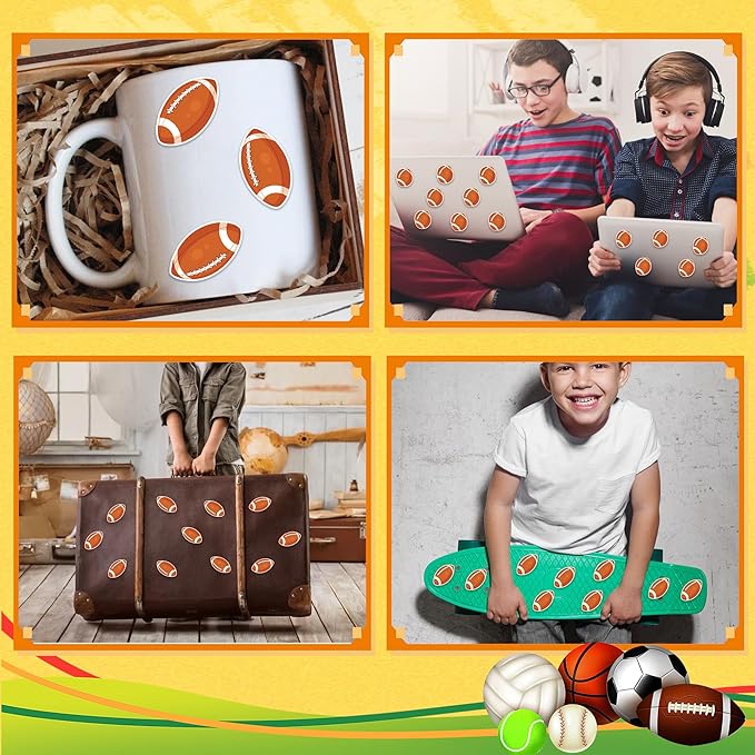 600 PCS Football Stickers for Kids, Football Sticker Rugby Stickers Sports Ball Themed Decals for Crafts Scrapbooks Envelopes Gifts Classroom Teacher Birthday Party Decor, 1.5 Inch
