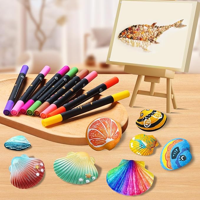 Acrylic Paint Pens Markers, 48 Colors Dual Tips Waterproof Paint Markers For Rock Painting, Fabric, Metal, Glass, Wood, Canvas, Ceramic, Plastic, Non-Toxic & Odor, Premium Art And DIY Craft Supplies