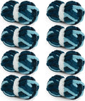 HOMBYS 8 Pack Giant Chunky Yarn for Crocheting/Hand Knitting, Super Bulky Large Soft Fluffy Tie Dye Plush Fuzzy Mixed Color Thick Chenille Yarn (Dark Blue, Blue)