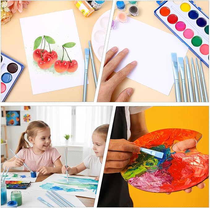 6 Pcs Acrylic Paint Brush Set Watercolor Brushes Nylon Hair Painting Brushes Painting Brushs for All Purpose Acrylic Oil Watercolor Canvases Paintings Beginner Kits Drawing Art Supplies