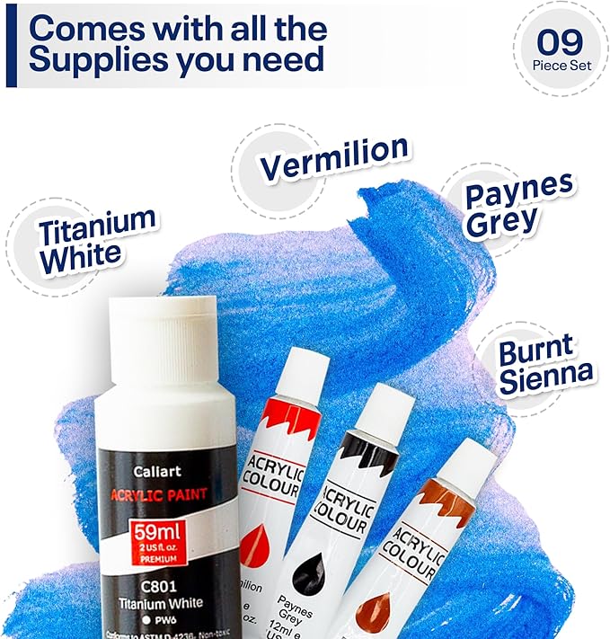 Painting4Real DIY Art Painting Kit for Adults – Learn to Paint Orange Dragon with Video Tutorials – 9 Pieces Acrylic Paint Set for Adults –Perfect Christmas Crafts & Holiday Gifts for Art Lovers