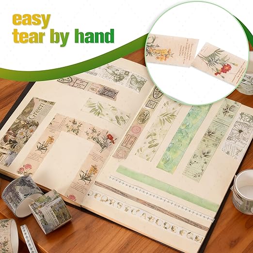 24 Rolls Washi Tape Set,Vintage Floral Decorative Masking Tape for Scrapbooking Supplies,Junk Journal,DIY Crafts,Gift Wrapping(Secret Garden Series)