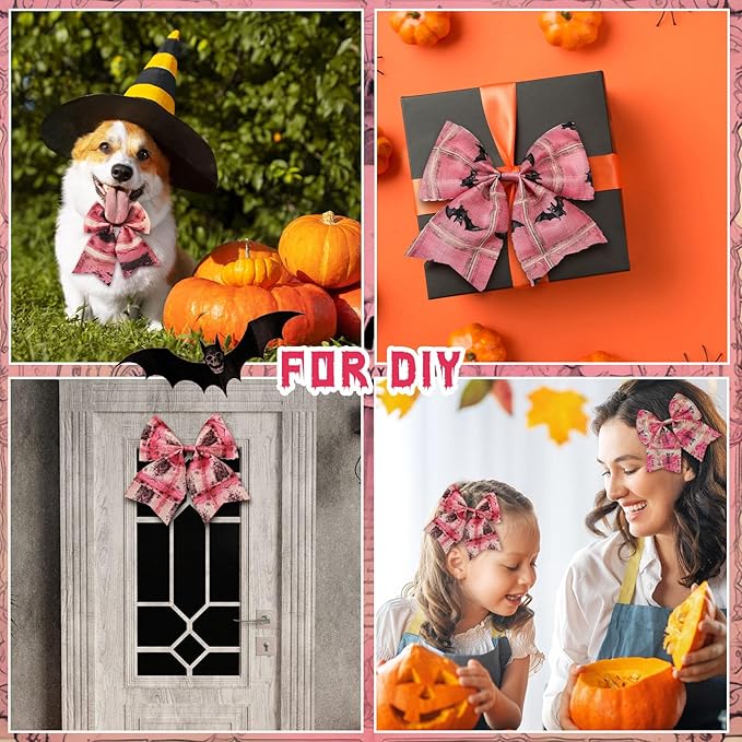 Ganeen 100 Pcs Pink Halloween Quilting Fabric Roll Vintage Skeleton 2. 56 Inch Fabric Squares Jelly Patchwork Precut Strips Bundles for Holiday Materials Craft DIY Sewing Cloths