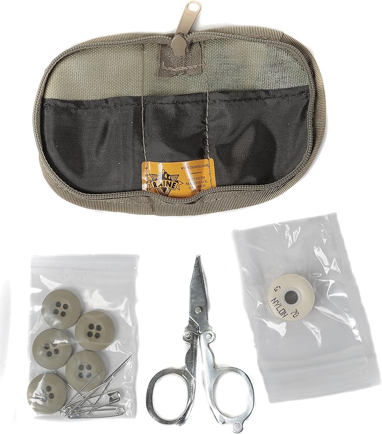 Raine Tactical - Military Sewing Kit Army - Survival Gear and Equipment - Sewing Scissors - Sewing Pins - Sewing Kits for Adults - Survival Kits - Needle and Thread Kit for Sewing - Army Kit for Men
