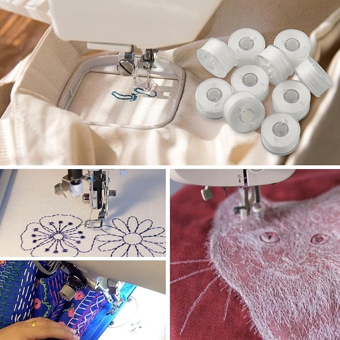 36Pcs Bobbins and Sewing Threads with Bobbin Case, Sa156 Bobbins Plastic with Case for Brother, Bro-Ther, Singer, Sewing Machine Accessories (White)