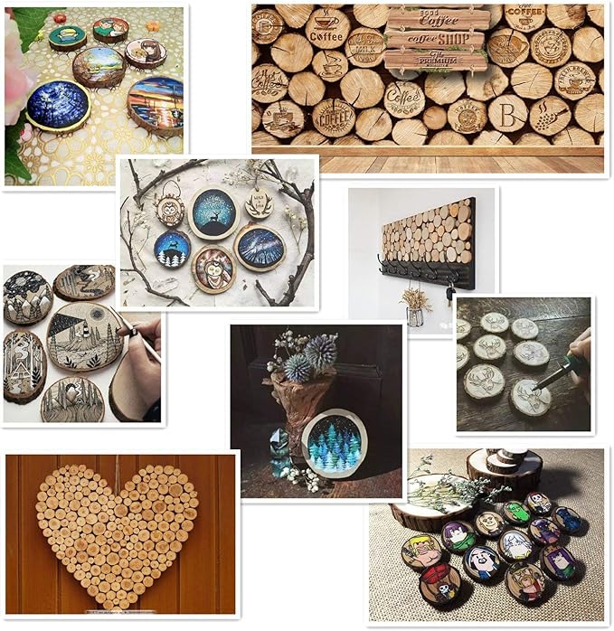 William Craft Unfinished Natural Wood Slices 20 Pcs 2.75-3.1 inch Wood Coaster Pieces Craft Wood kit Circles Crafts Christmas Ornaments DIY Crafts with Bark for Crafts Rustic Wedding Decorationbirch