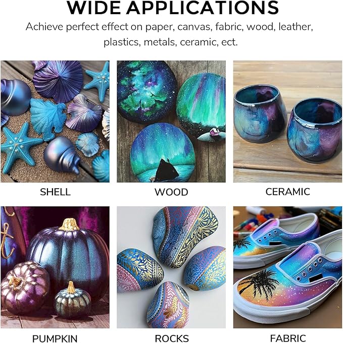 ABEIER Iridescent Acrylic Paint, Set of 20 Chameleon Colors, 8.45 oz/250ml Bottles, Color-shifting, Non-Toxic, High Viscosity, Blendable, Paints on Rocks Crafts Canvas Wood, Fabric, Ceramic & Stone