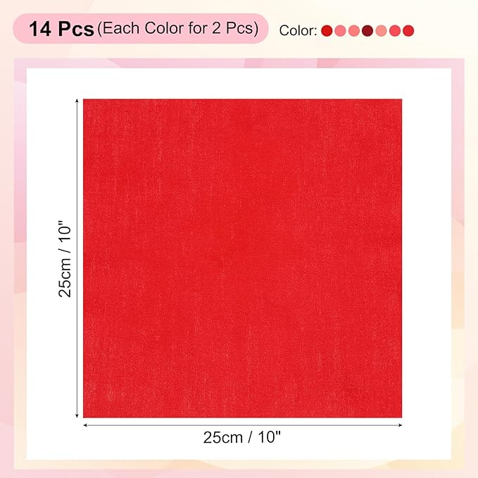 PATIKIL Cotton Fabric Bundles, 14 Pcs 10 x 10 Inch Fat Quarter Solid Color Precut Fabric Squares for Sewing Patchwork Quilting DIY Crafts, Red