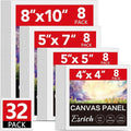 ESRICH Canvas for Painting, 32 Pack Multi-Size Canvas Boards for Painting 8pcs of Each 4x4, 5x5, 5x7, 8x10 Blank Canvases-Cotton Primed Painting Canvas Panels for Adult & Kids for Acrylic Oil Paint
