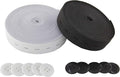 Flat Sewing Band Spool with Buttonholes, Elastic Stretchable, Ideal for DIY Waistbands and Necklines (Black & White, 3/4" × 5 Yds Each)