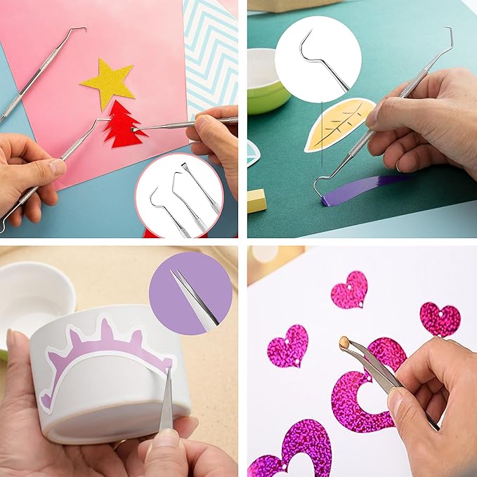 Craft Tools Set Weeding Tools Kit for Vinyl, Craft Vinyl Tools Kit for Weeding Vinyl, Silhouettes, DIY Art Work Cutting, Hobby, Scrapbook, Lettering
