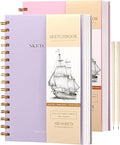 Yoment 2 Pack 5.5" x 8.5" Sketchbook for Drawing Small Spiral Bound Sketch Pad for Kids Hardcover Sketch Book(68lb/100gsm) Artist Drawing Blank Notebook for Painting with Pencil, Pink&Purple