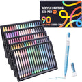 Acrylic Painting Gel Pens 90 Colors with 1mm Bullet Tip, Color Gel Pens for Adult Drawing, Coloring, Sketching, Journaling, DIY, Acrylic Ink Pen for Black Paper, Rock, Glass, School and Art Supplies