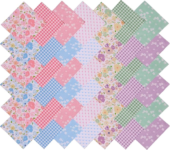 Hanjunzhao 42 5-inch Fabric Squares - Charm Packs for Quilting 5 inch - 5" Charm Quilt Squares - 5x5 Fabric Squares for Quilting, Sewing, Patchwork, and DIY Crafts, Sweet Garden