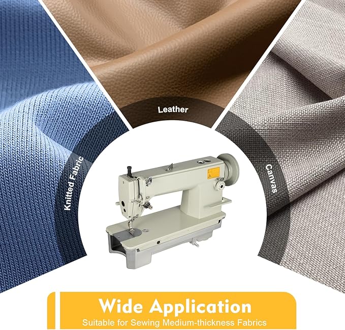 Industrial Leather Sewing Machine 3000 stitches/min Heavy Duty Medium-thickness Fabrics Leather Sewing Tool for Sewing Knitted Fabric, Leather and Canvas (US Stock)